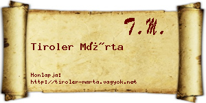 Tiroler Márta névjegykártya